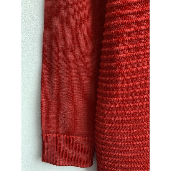 Marc NY Womens Wool Knit Red Ribbed Long Sleeved Sweater Dress 1/4Zip Size Large - Picture 7 of 11